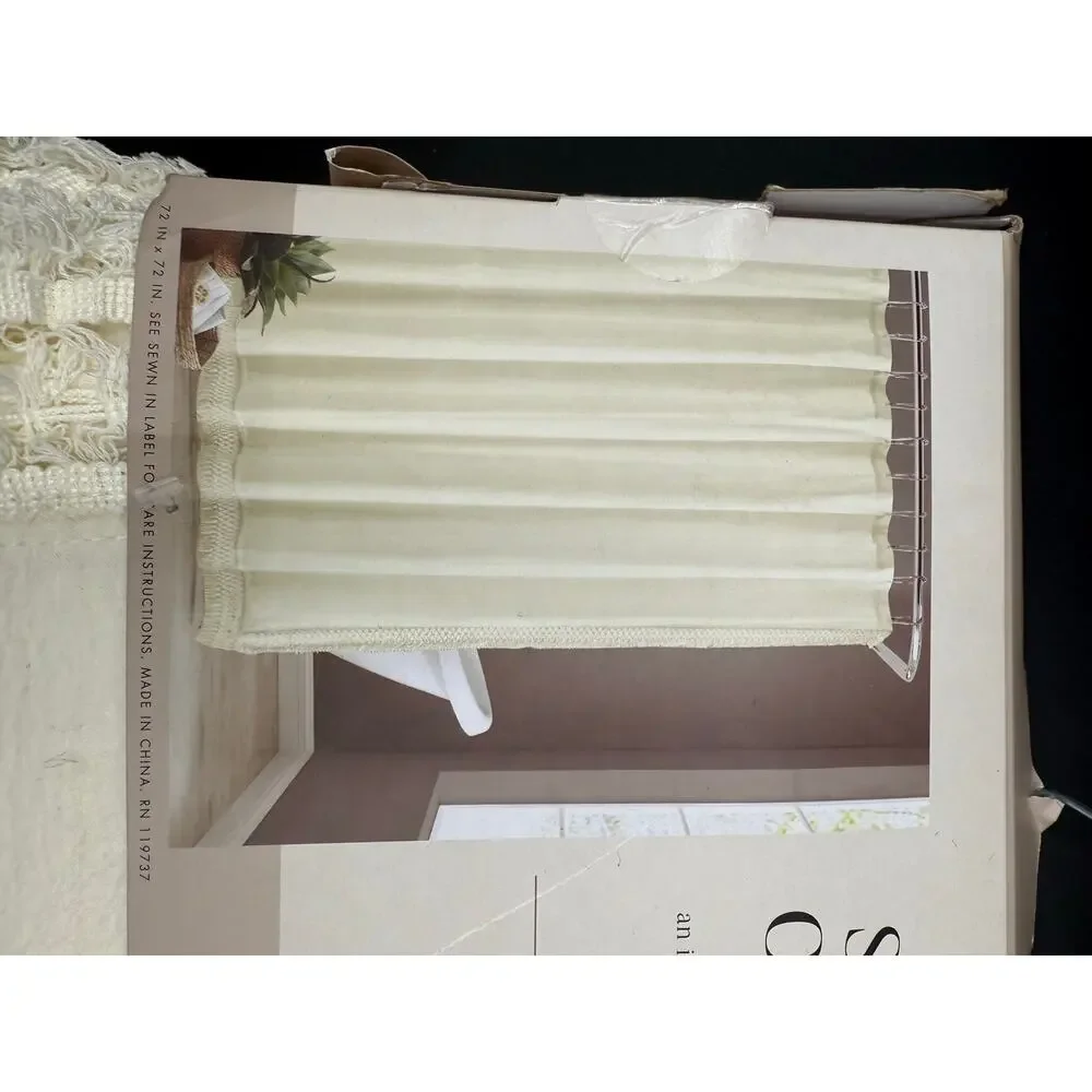 Artisan Collection 100% Cotton White Shower Curtain – Brand New